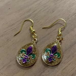 Handmade Teardrop Fleur-de-lis Earrings